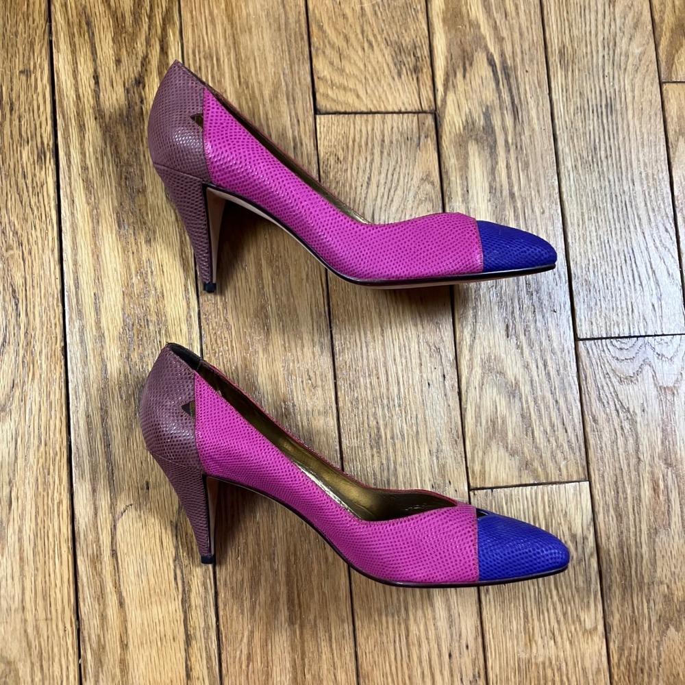 Women's Colorblock Pointed-Toe Pumps in Pink and Blue